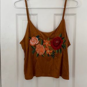 embroidered swayed tank top